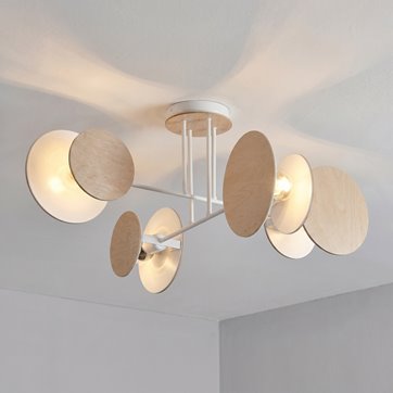 Lampa sufitowa ZITA 4 WHITE skandynawska drewno biała