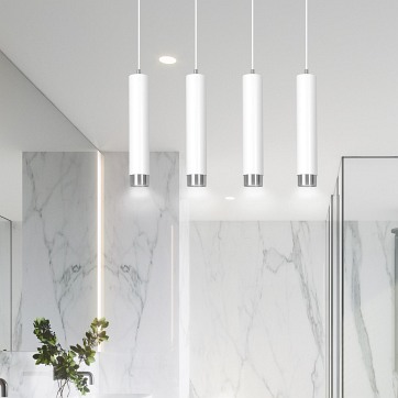 Lampa wisząca KIBO 4 WH/CHROME nowoczesna tuby biały/chrome