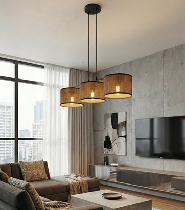 Lampa wisząca ECO 3 BL BROWN klasyczna, abażur, brązowa