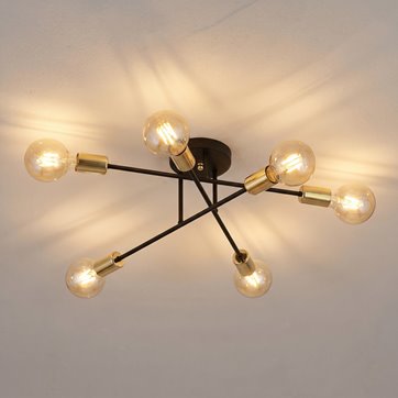 Lampa sufitowa VEKEN 6B GOLD plafon loft czarny/złoty