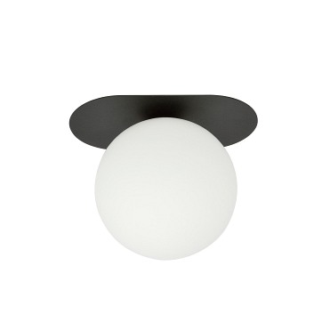 Lampa sufitowa PLAZA 1 BL/OPAL plafon klosze czarna/biała
