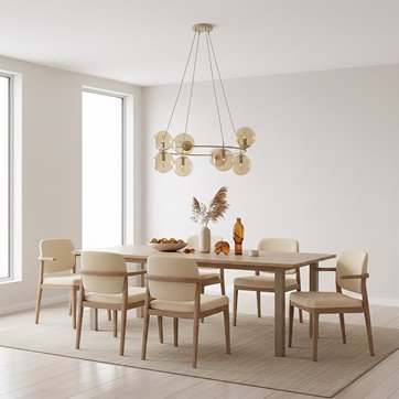 Lampa wisząca AZURA 8 MOKKA AMBER nowoczesna, klosze, beżowa