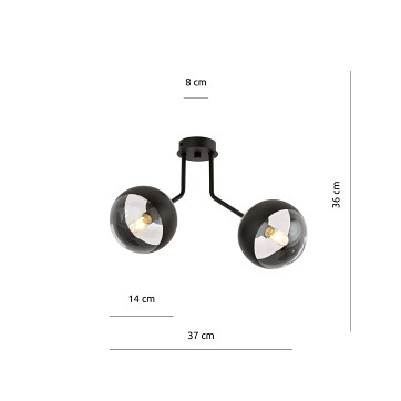 Lampa sufitowa NOVA 2 BL/STRIPE klosze czarna/transparent