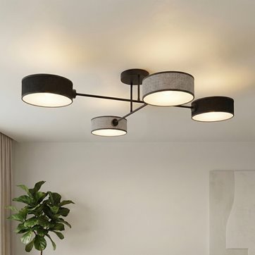 Lampa sufitowa MAGA 4 MIX2 plafon, szara, abażur