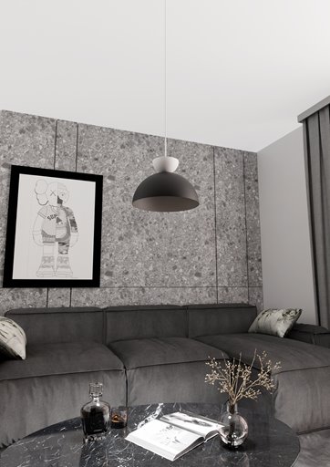 Lampa wisząca LUNARO 1S BL BLACK/WHITE loft, czarna, metal