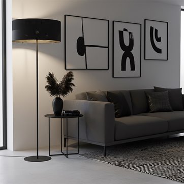 Lampa podłogowa KARBON LP1 BLACK klasyczna, czarna, abażur