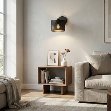 Kinkiet LUX K1 BLACK klasyczny, abażur, czarny