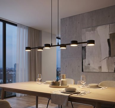 Lampa wisząca MEGARA 6 BL BLACK loft, czarna, metal