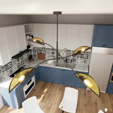 Lampa sufitowa LOTUS 4 BLACK/GOLD abażury czarna/złota