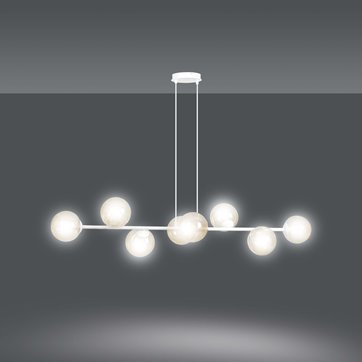 Lampa wisząca ROSSI 8 WH MIODOWA klosz bursztyn biała