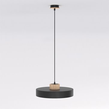 Lampa wisząca KIVI 1L BLACK nowoczesna, czarna, metal drewno