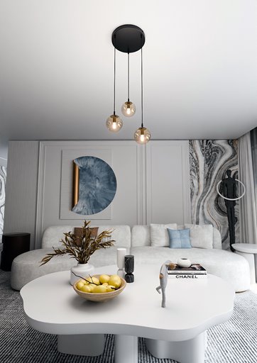 Lampa wisząca COSMO 3 BL PREMIUM MIODOWY loft, klosz miodowy