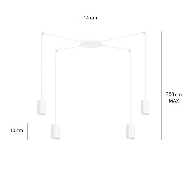 Lampa wisząca TRAKER 4 WH/WHITE nowoczesna, pająk, biała