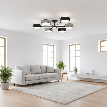 Lampa sufitowa MAGA 6 MIX2 plafon, szara, abażur