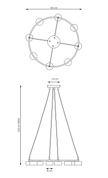 Lampa wisząca STARLIT 8 BL loft, nowoczesna, czarna