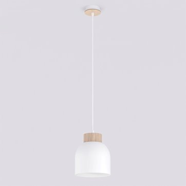 Lampa wisząca VIGO 1 WHITE nowoczesna, biała, metal, drewno