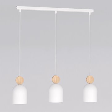 Lampa wisząca MESI 3 WHITE nowoczesna, biała, metal drewno