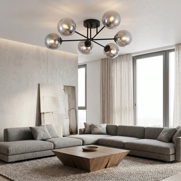 Lampa sufitowa ROMA 6 BL nowoczesna, klosz, czarno/grafitowa