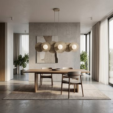 Lampa wisząca UMBRA 6 MOKKA OPAL loft, beżowa, metal, fala