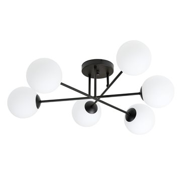 Lampa sufitowa ROMA 6 BL nowoczesna, klosz, czarno/biała