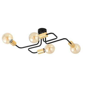 Lampa sufitowa VEKEN 4 GOLD plafon loft czarny/złoty