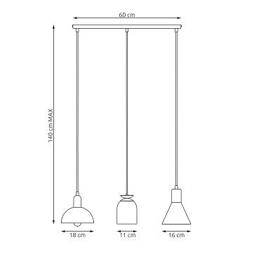 Lampa wisząca FOX 3 WH, loft, biały, złoty