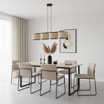 Lampa wisząca ECO 4 BL RATTAN klasyczna, abażur, beżowa