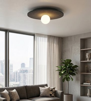 Plafon CALMA 1M BLACK nowoczesny, klosz, filc, czarny