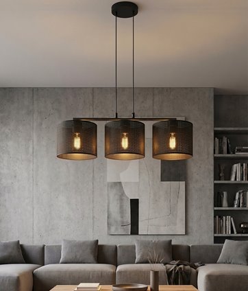 Lampa wisząca LUX 3 BLACK abażur, czarny