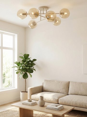 Lampa sufitowa ROMA 6 AMBER nowoczesna, klosz, beżowa