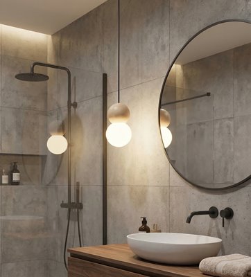 Lampa wisząca LOOP 1 BLACK nowoczesna, czarna, drewno, klosz