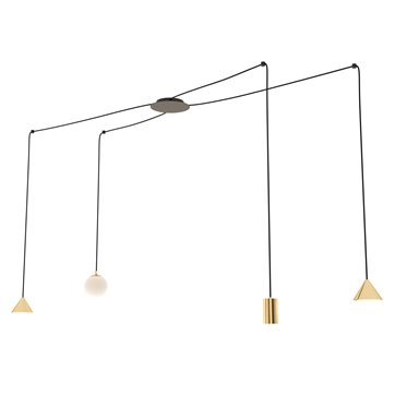 Lampa wisząca FUJI 4 GOLD designerska, pająk, złoty