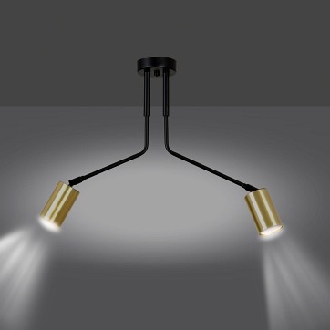 Lampa sufitowa VERNO 2 BLACK nowoczesna, metal, czarno/złota