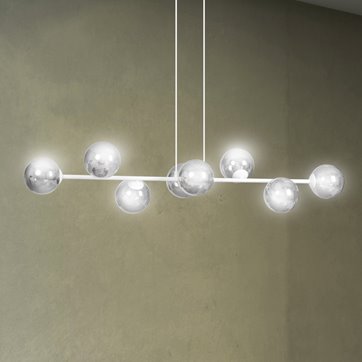 Lampa wisząca ROSSI 8 WH GRAFIT klosz grafit biała
