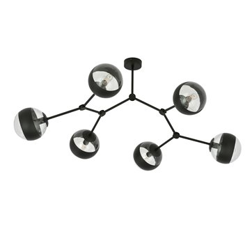 Lampa sufitowa SPACE 6 BL/STRIPE kule czarna/transparent