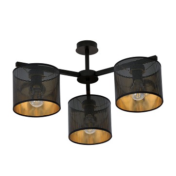 Żyrandol JORDAN 3 BLACK/GOLD abażury czarny/złoty
