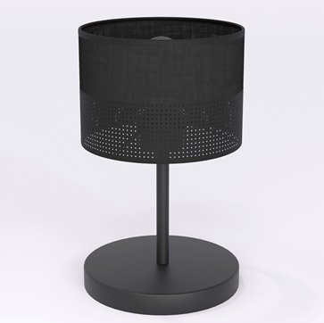 Lampka nocna KARBON LN1 BLACK abażur, czarna, klasyczna