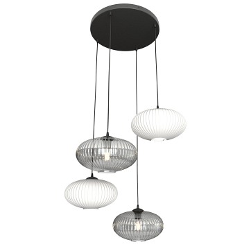 Lampa wisząca COCO 4 BL PREM MIX, duży klosz, biały, grafit