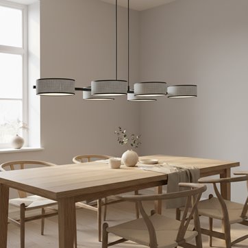 Lampa wisząca DRUMZ 6 GRAY nowoczesna, szara, abażury