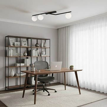 Lampa sufitowa NATON 3 BL OPAL plafon, czarna, metal