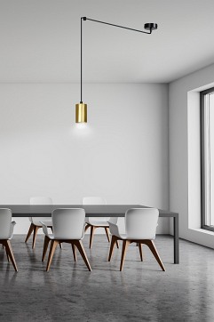 Lampa wisząca TRAKER 1 BL/GOLD nowoczesna pająk czarno/złota