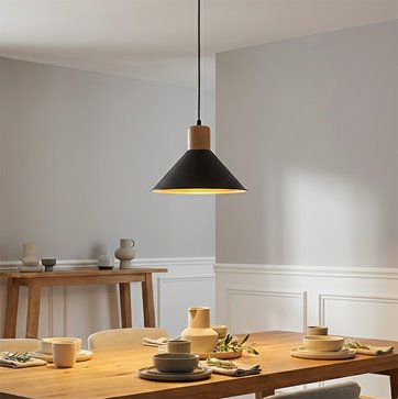 Lampa wisząca ROWEN 1 BLACK japandi, regulowana, czarna