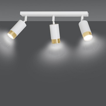 Lampa sufitowa HIRO 3 WH/GOLD tuby, metal, biało/złota