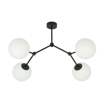 Lampa sufitowa SPACE 4 BL/OPAL kule klosze czarna/biała
