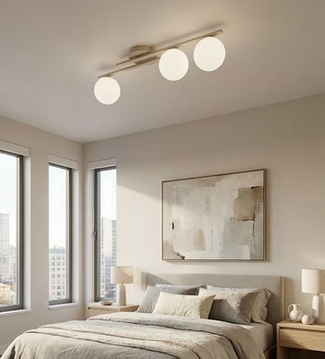 Lampa sufitowa KAIRO 3 MOKKA OPAL plafon, klosz, beżowa