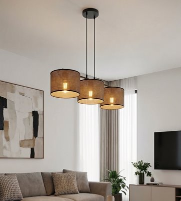 Lampa wisząca ECO 3 BL BROWN klasyczna, abażur, brązowa