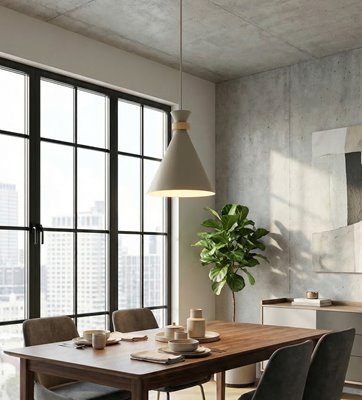 Lampa wisząca ZERO 1 MOKKA nowoczesna, beżowa, metal, drewno