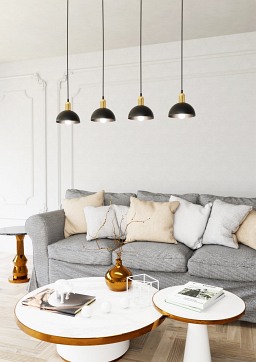 Lampa wisząca MOTO 4 BL, loft, metal, czarna, złota