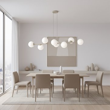 Lampa wisząca MAGNUS 8 MOKKA OPAL nowoczesna, klosz, beżowa