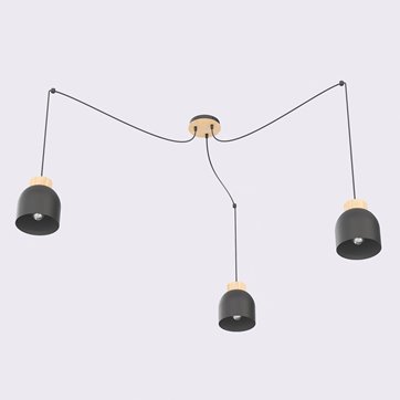 Lampa wisząca KRU 3 BLACK nowoczesna, czarna, metal, pająk